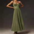 Vestido Longo Plissado com Alças Ingrid
