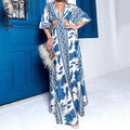 Vestido Estampa Oriental Com Decote Safira