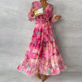 Vestido Longo Estampado Plissado Laise