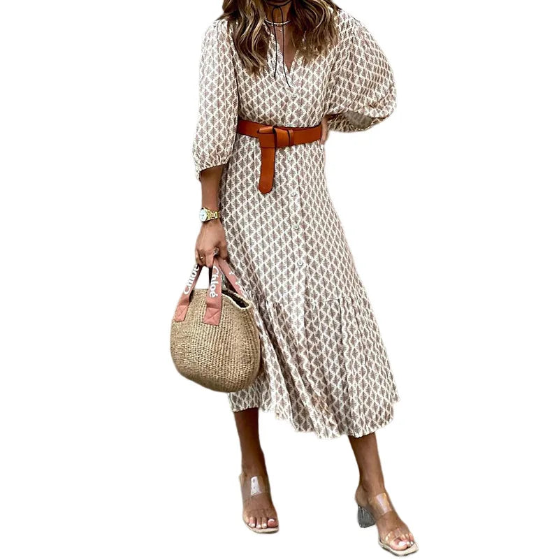 Vestido Casual Classico com Mangas Longas Ciane