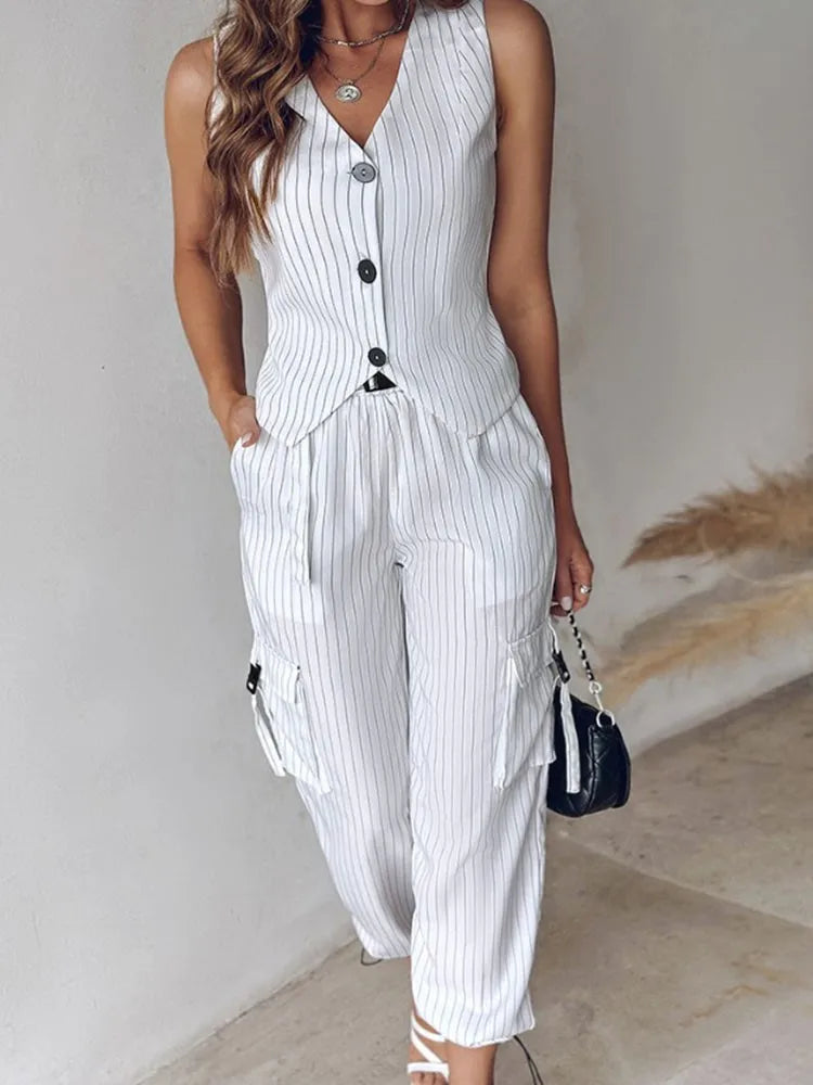 Conjunto Colete e Calça Risca de Giz Madrid