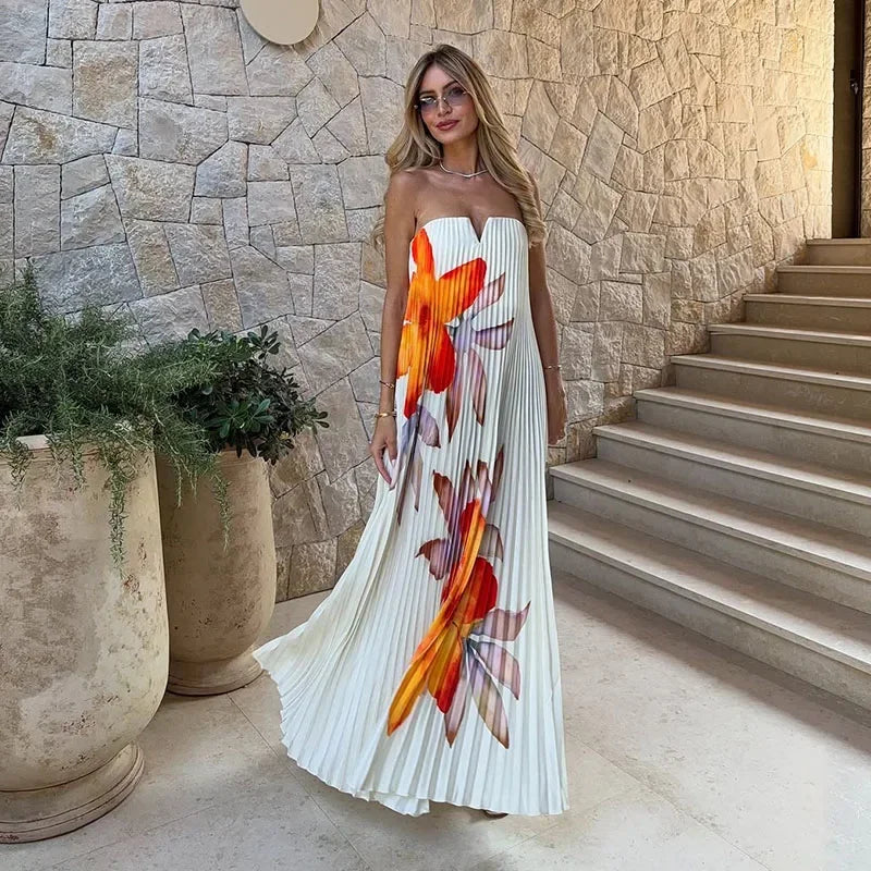 Vestido Tomara que Caia Plissado Floral