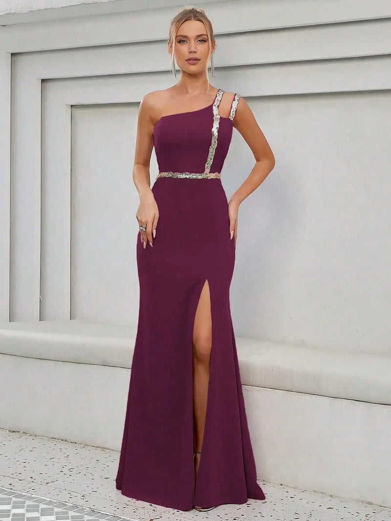 Vestido Longo Fenda Frontal com Alças Douradas Rayssa