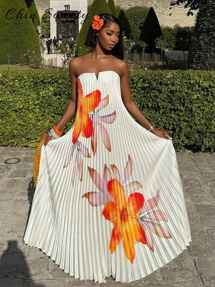 Vestido Tomara que Caia Plissado Floral