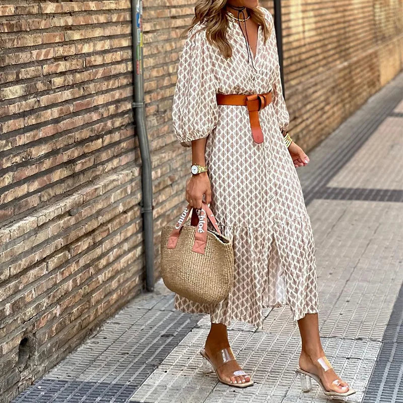 Vestido Casual Classico com Mangas Longas Ciane